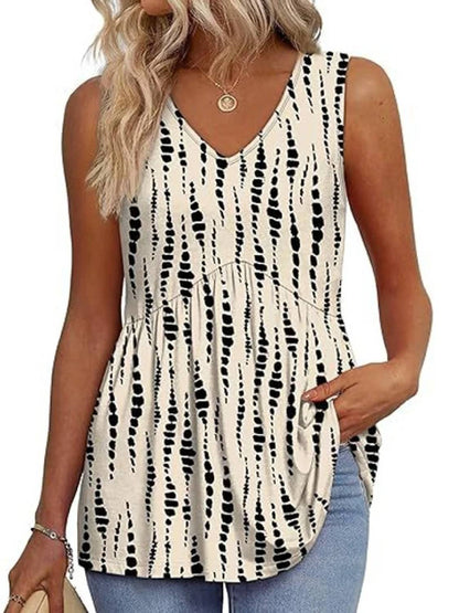 📣Women Dressy Sleeveless V Neck Babydoll Tank Tops