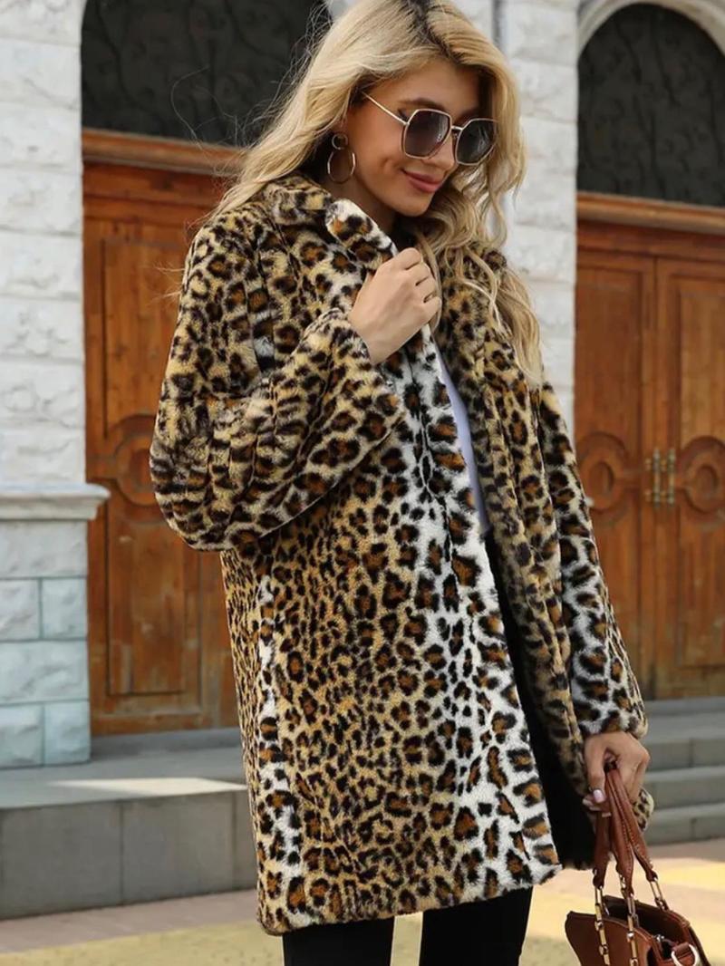✨Trend Leopard Print Faux Fur Coat