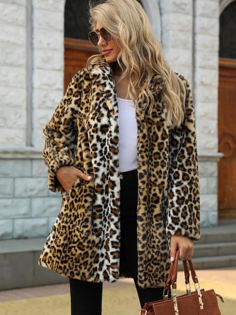 ✨Trend Leopard Print Faux Fur Coat