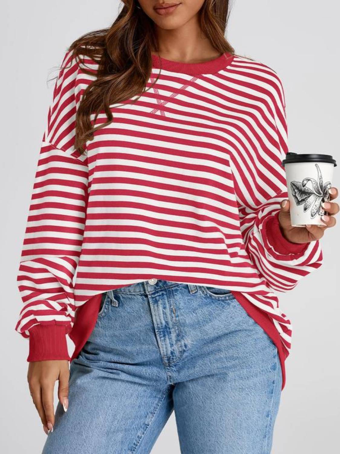 ⏰Hot Sale-Oversized Striped Color Block Sweatshirt