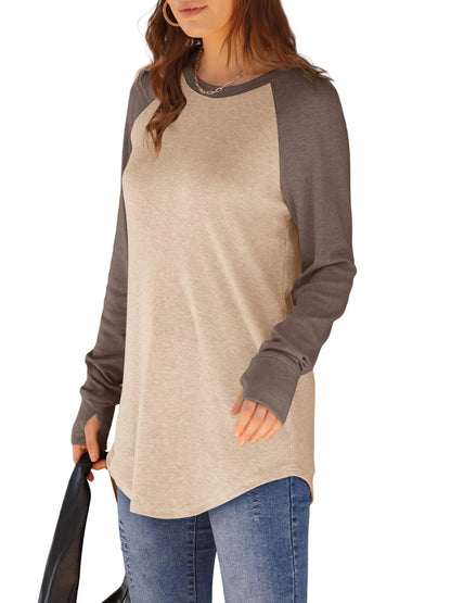 ⏰Hot Sale-Womens Long Sleeve Thumb Hole Shirts Tunic Tops to Wear with Leggings