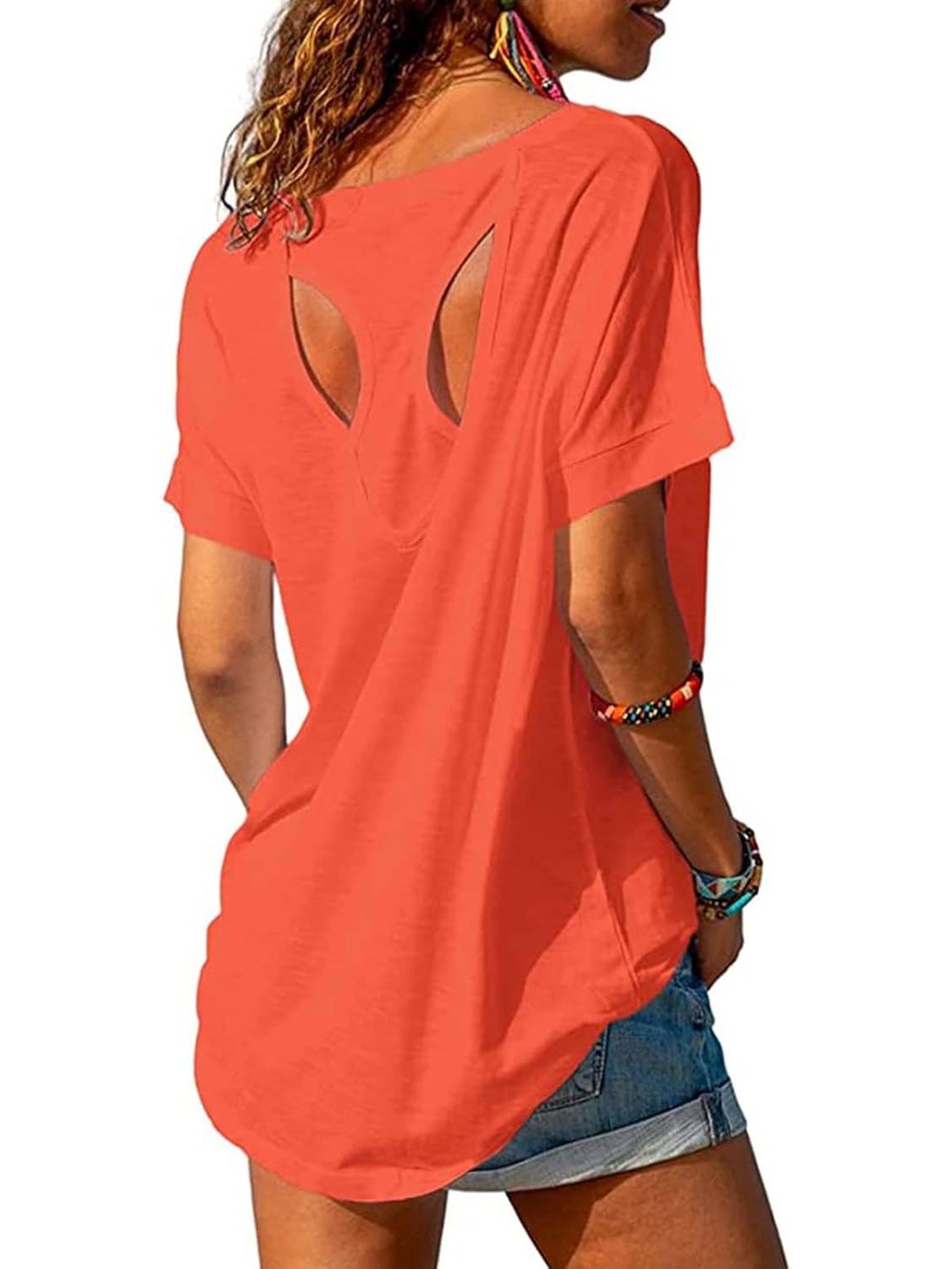 ✨Women Open Back Athlete Loose Fitting Workout Casual Yoga T-Shirt