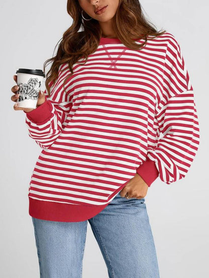 ⏰Hot Sale-Oversized Striped Color Block Sweatshirt