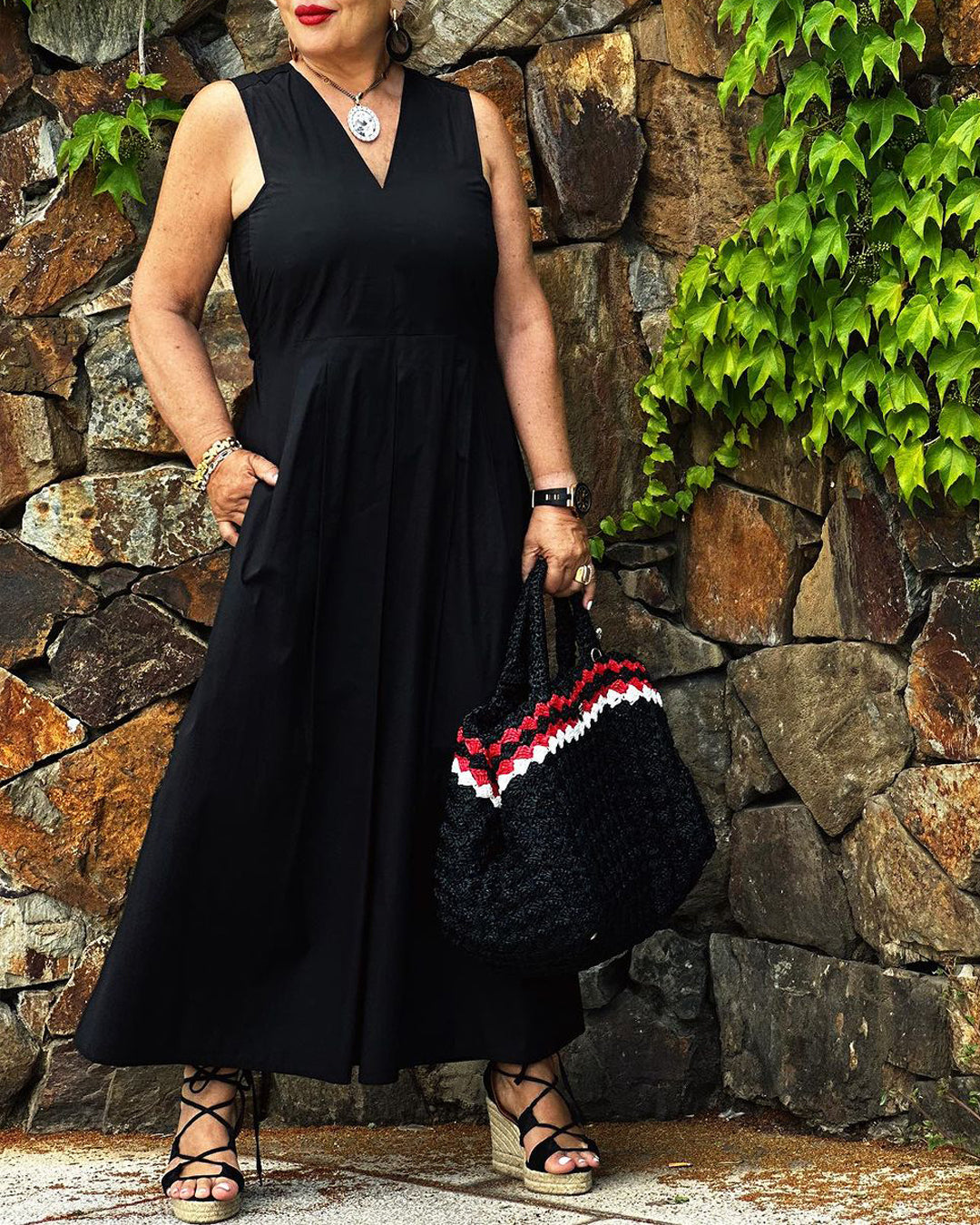 V-neck casual dress