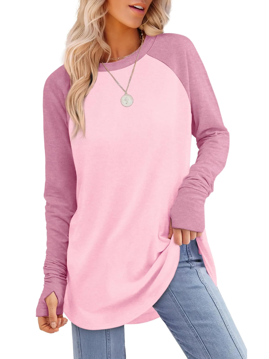 ⏰Hot Sale-Womens Long Sleeve Thumb Hole Shirts Tunic Tops to Wear with Leggings