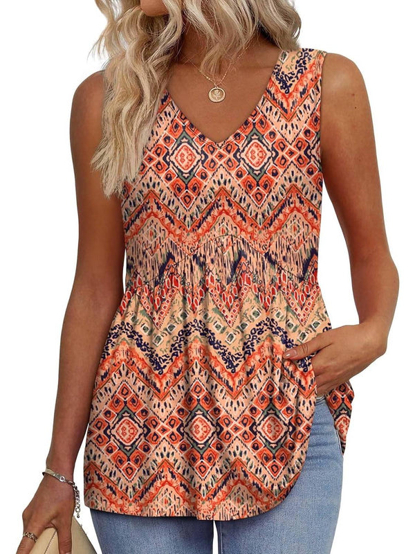 📣Women Dressy Sleeveless V Neck Babydoll Tank Tops
