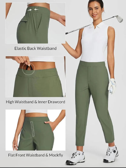 Women's Travel Pants Lightweight Anklle Dresss Pants With Zipper Pockets Summer UPF50