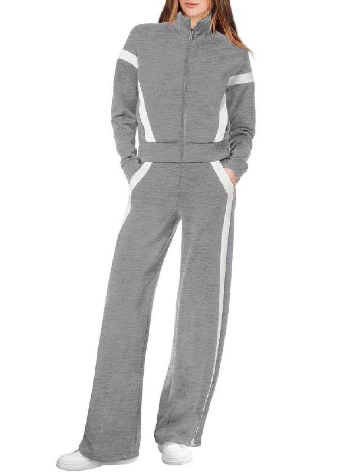 ✨Women Sweatsuit 2 Piece Outfits Sweatshirt Wide Leg Sweatpant Tracksuit