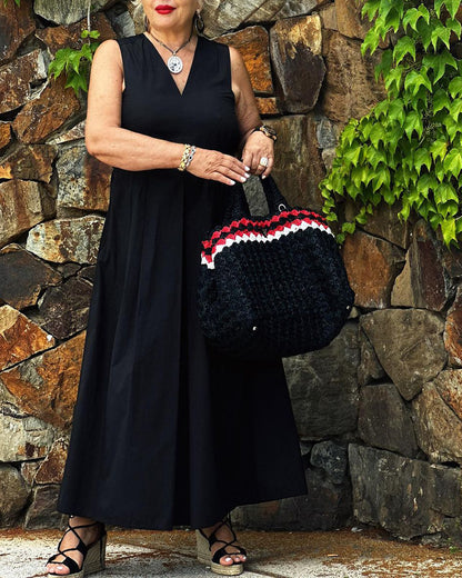 V-neck casual dress