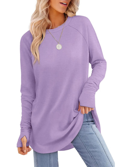 ⏰Hot Sale-Womens Long Sleeve Thumb Hole Shirts Tunic Tops to Wear with Leggings