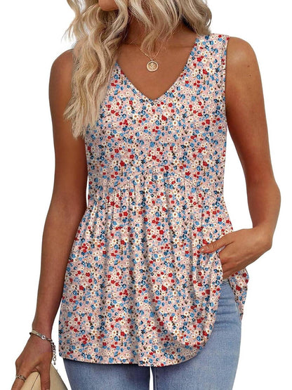 📣Women Dressy Sleeveless V Neck Babydoll Tank Tops