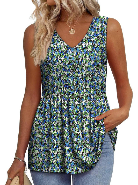 ⏰Hot Sale-Women Dressy Sleeveless V Neck Babydoll Tank Tops