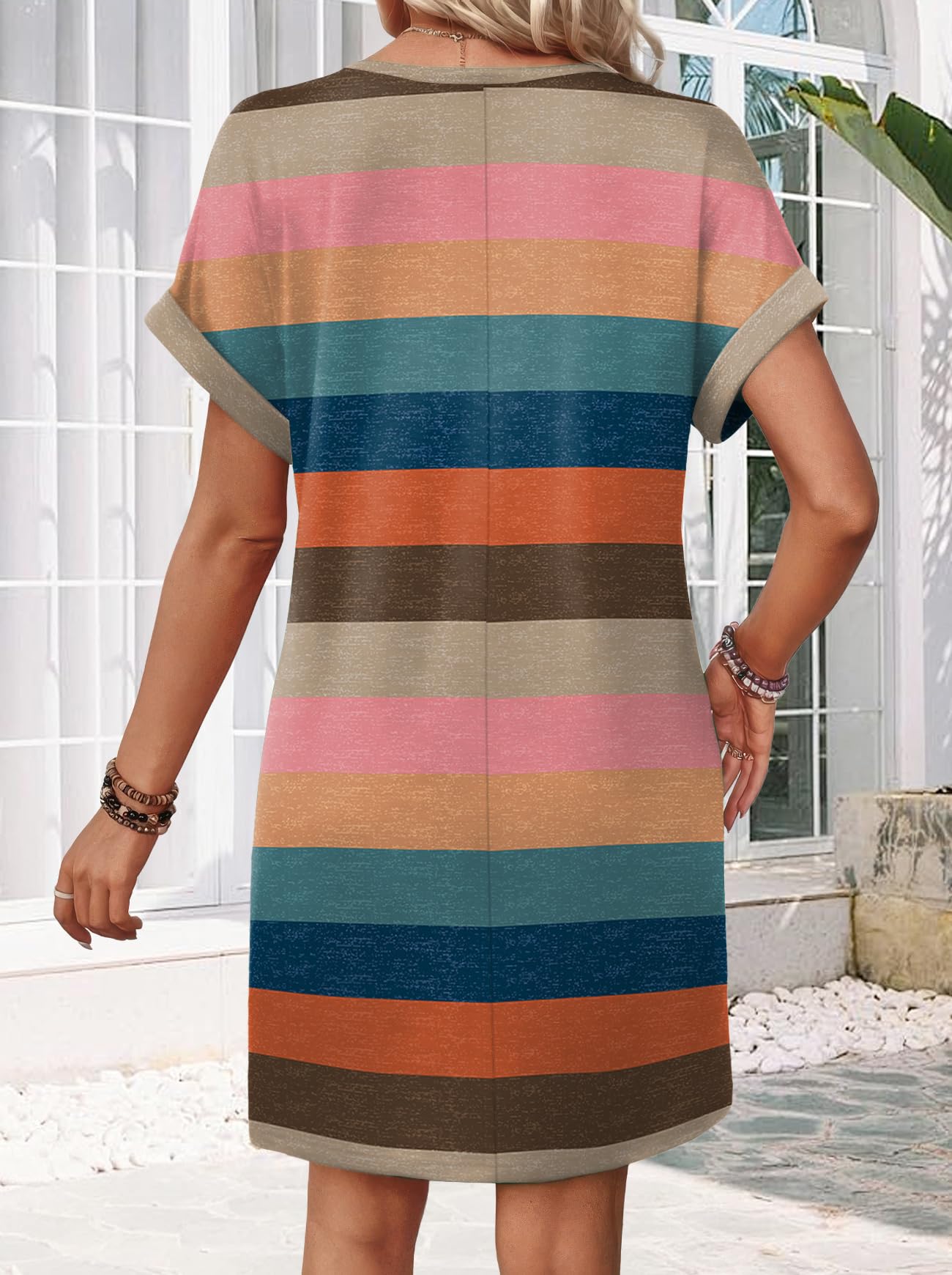 ⏰Hot Sale-Women's V-Neck Print Short Sleeve T-Shirt Dress