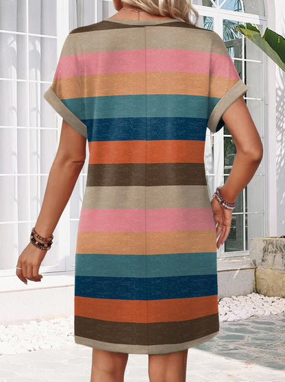 ⏰Hot Sale-Women's V-Neck Print Short Sleeve T-Shirt Dress