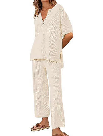 💥Women Knit Top Wide Leg Long Pants Set