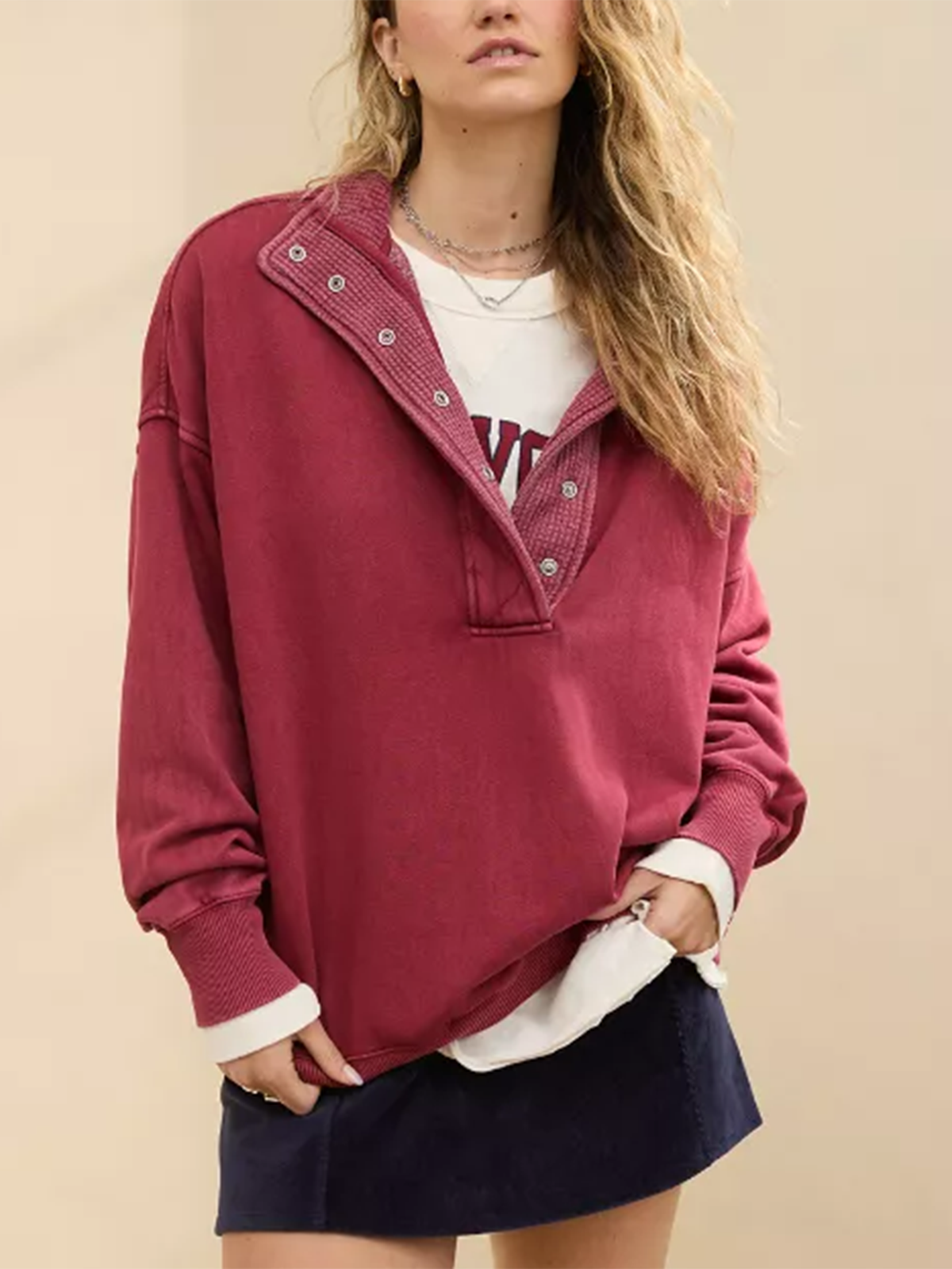 Quarter Snap Sweatshirt(Buy 2 Free Shipping)