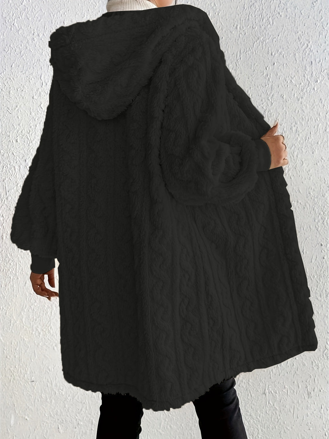 ✨Women's Plush Fleece Soft Midi-Length Jacket with Pockets