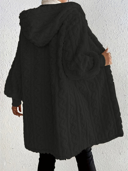 ✨Women's Plush Fleece Soft Midi-Length Jacket with Pockets