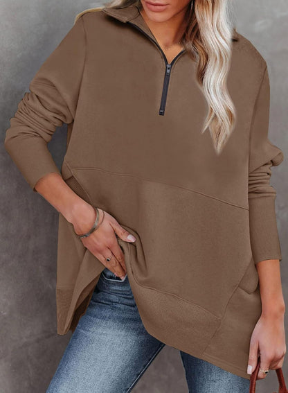 ✨Women's Zippered Casual Oversized Sweatshirt Kangaroo Pocket Top