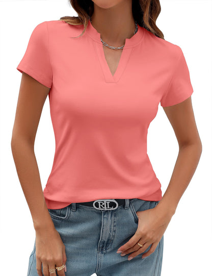 ✨Women's V Neck T-Shirts 2025 Slim Fit Basic Tops for Work