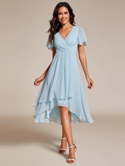 ✨Ruffles Sleeve Pleated V-Neck A-Line Midi Dress