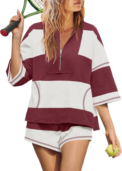 ✨Women's Summer Oversized Striped Shirt and Shorts Sets