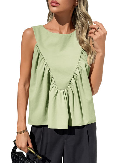 ✨Womens Peplum Babydoll Tank Tops Summer Sleeveless Loose T Shirts