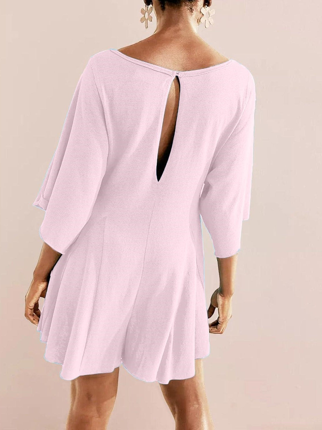 ⏰Hot Sale-Women's Short Sleeve Loose Ruffled Short Romper Dress with Pocket