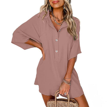 ✨Half Button Collared Loose Romper