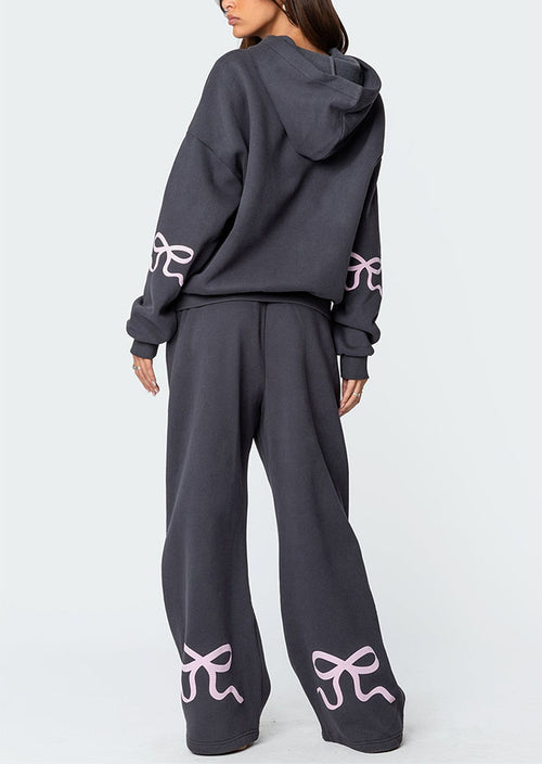 Limited time sale🔥Women's Bow Detail Hoodie Sweat Set