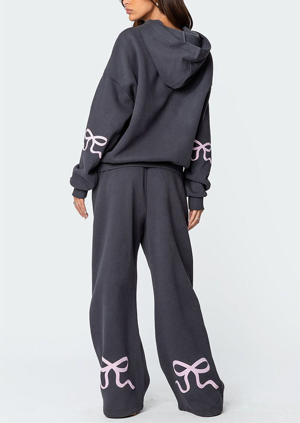 Limited time sale🔥Women's Bow Detail Hoodie Sweat Set
