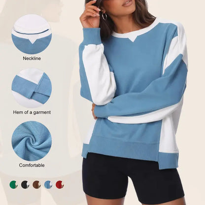 Women Contrast Patchwork Oversized Sweatshirt