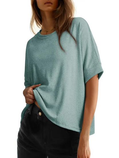 Oversized Crew Neck Loose Basic Short Sleeve Casual Daily Tee