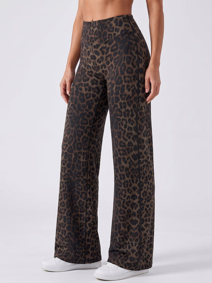 Women’s Light Simple Leopard-Print Wide-Leg Pants