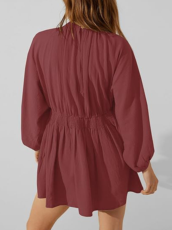💥HOT SALE-Women's Long Sleeve V Neck Tunic Dresses (BUY 2 FREE SHIPPING)