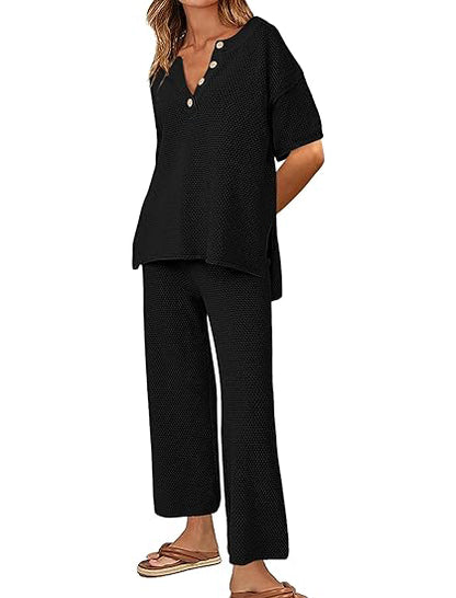 💥Women Knit Top Wide Leg Long Pants Set