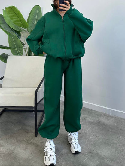 Women's 2 Piece Sets Zipper Outfits Casual Long Sleeve  Sweatsuits Sets