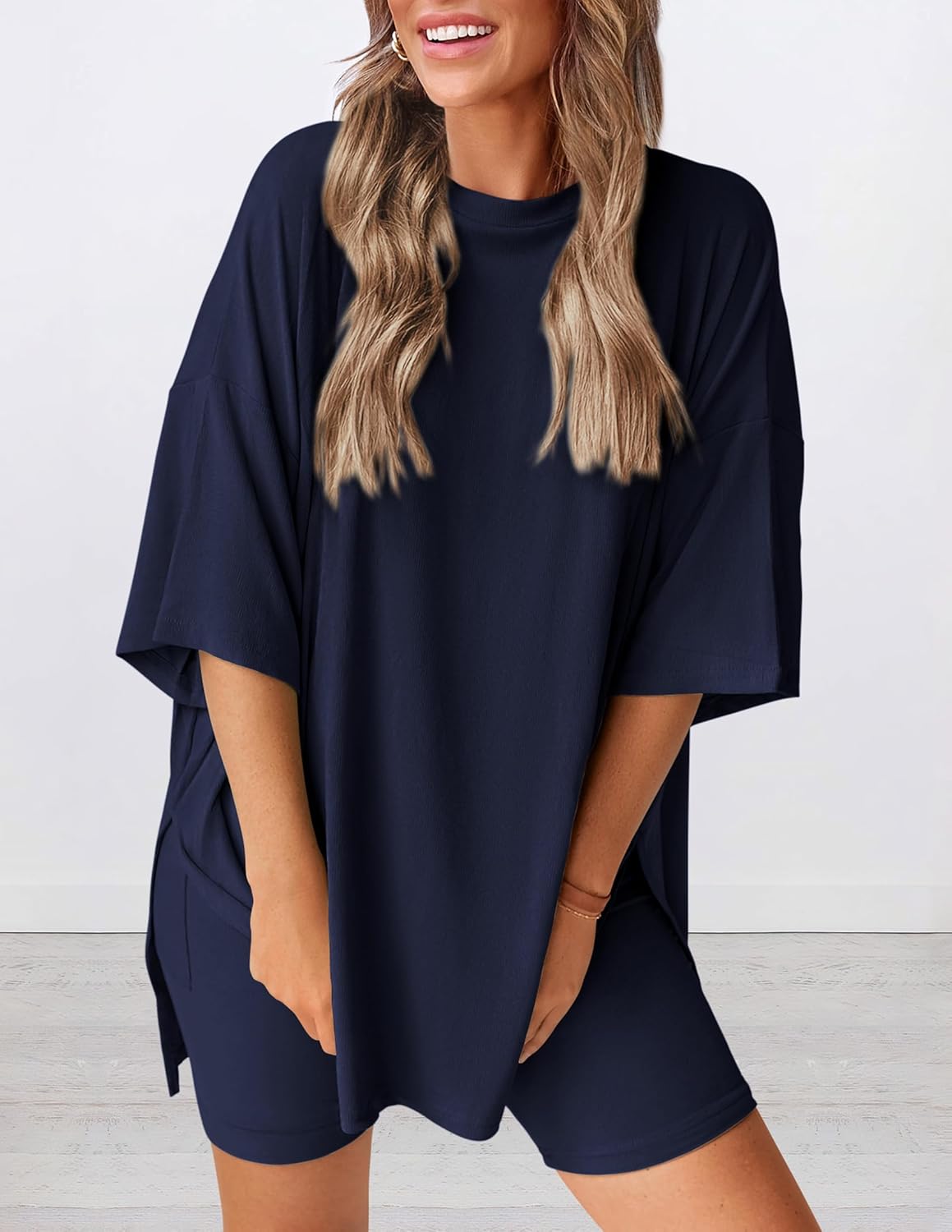⏰Hot Sale-Women's Oversized Casual T-Shirt Shorts Suit Stretch Two-Piece Set