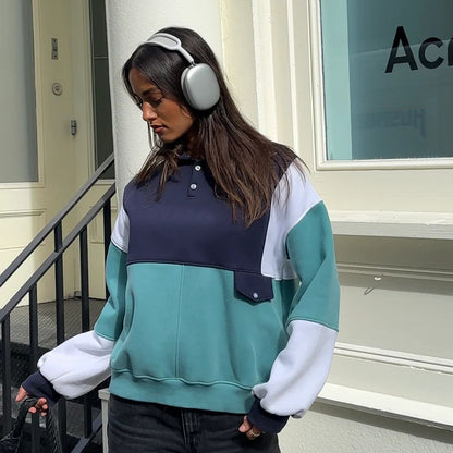 Women's 90s Retro Long Sleeve Contrast Sweatshirt