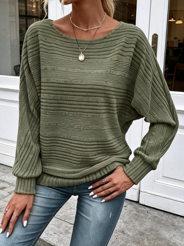 Hot Sale-Women's Soft Solid Batwing Sleeve Pullover Long Sleeve Top