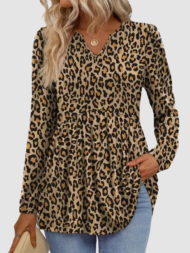 Women V Neck Babydoll Peplum Tunic Blouse
