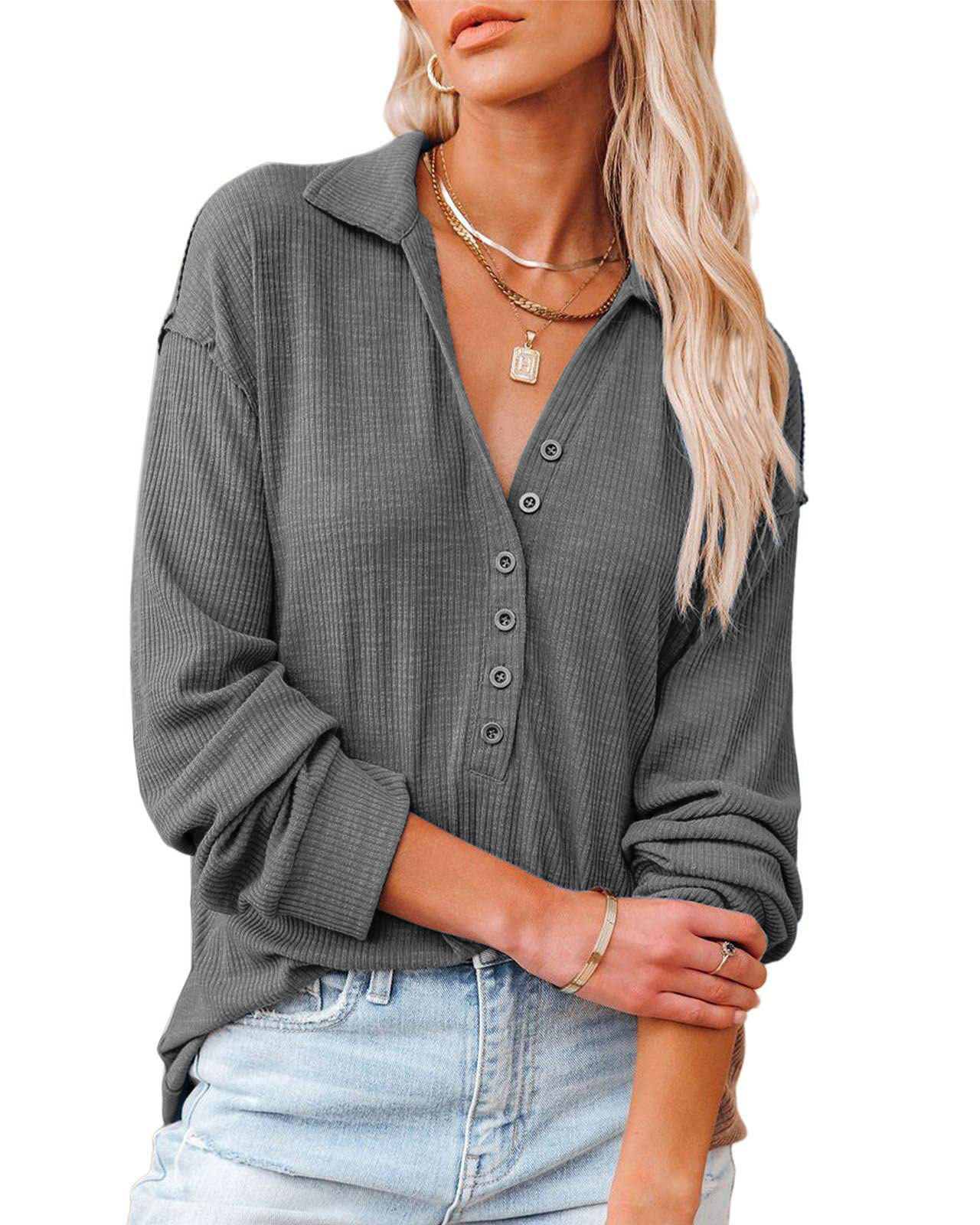 Women's  Casual Button Down Relaxed Fit Shirts