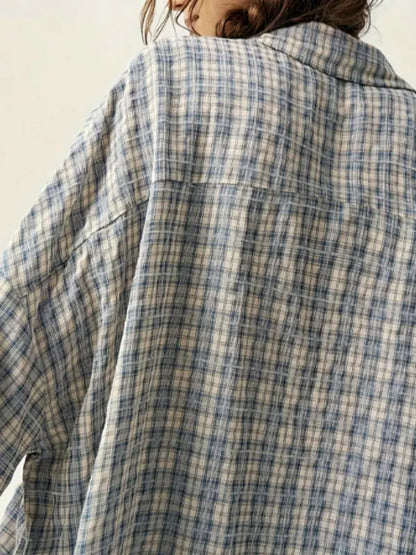 Women's  Plaid Oversized Long Sleeve Shirt