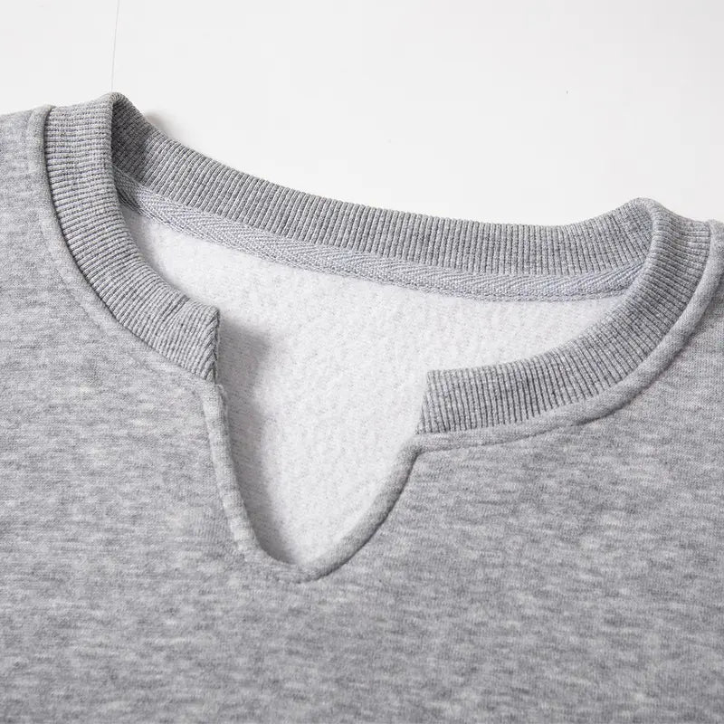 Casual Versatile Solid V Neck Sweatshirt