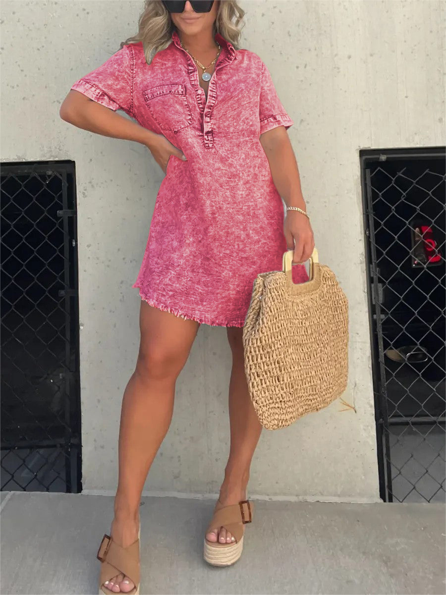 Women's Washed Shirt Dress (Buy 2 Free Shipping)