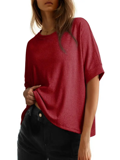 Oversized Crew Neck Loose Basic Short Sleeve Casual Daily Tee