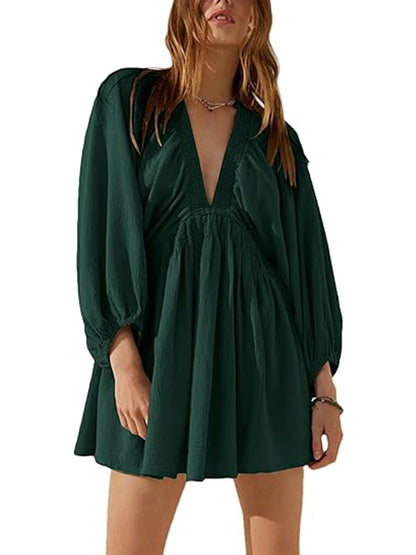 💥HOT SALE-Women's Long Sleeve V Neck Tunic Dresses (BUY 2 FREE SHIPPING)