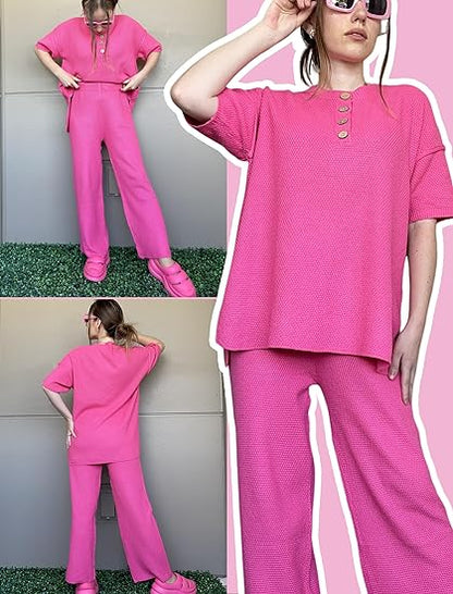 💥Women Knit Top Wide Leg Long Pants Set