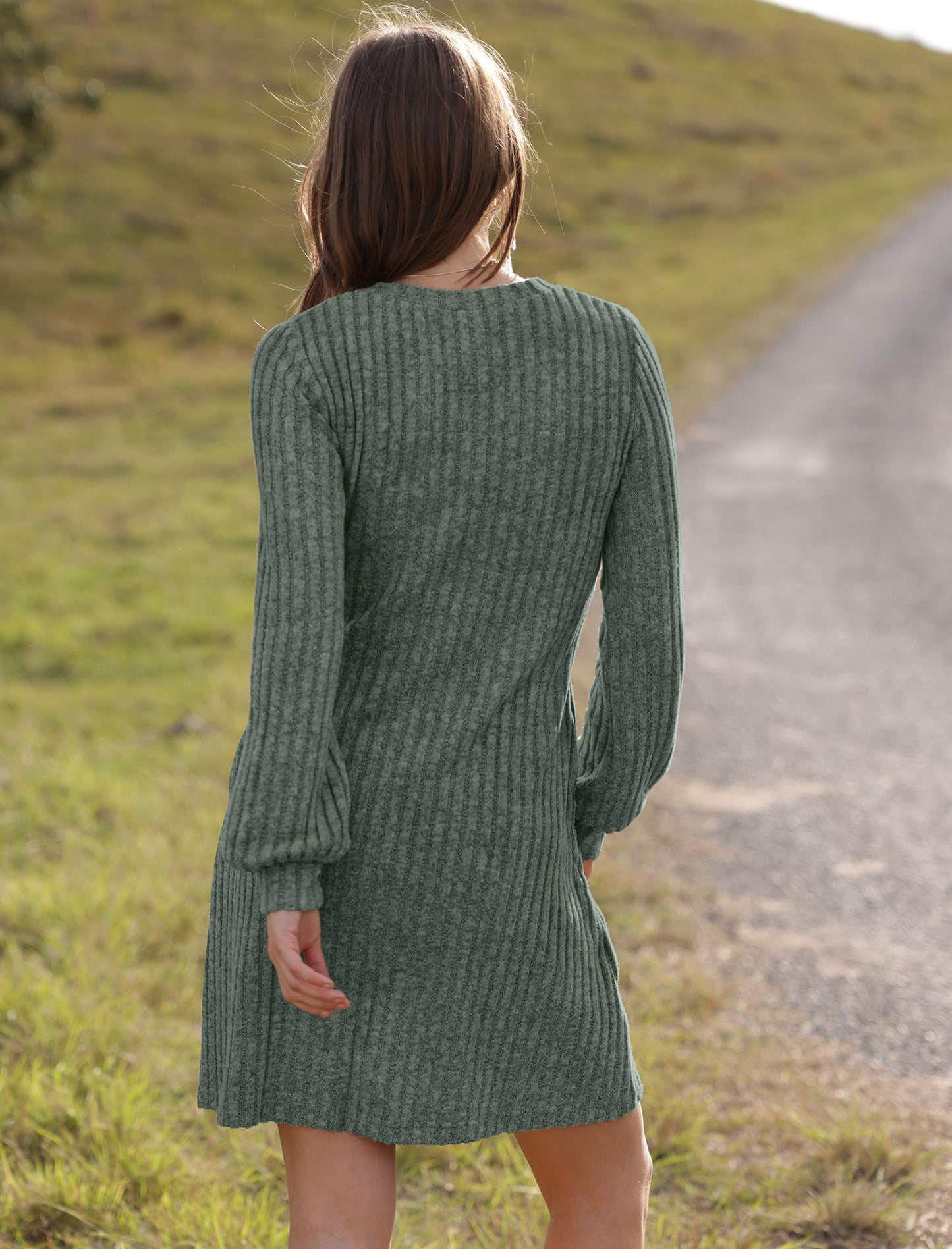 Women's V Neck Long Sleeve Casual Fall Dresses