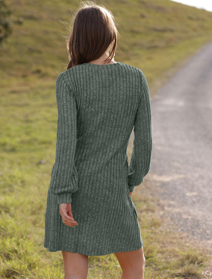 Women's V Neck Long Sleeve Casual Fall Dresses